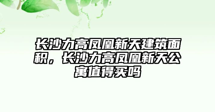 長沙力高鳳凰新天建筑面積，長沙力高鳳凰新天公寓值得買嗎