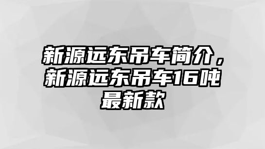 新源遠東吊車簡介，新源遠東吊車16噸最新款