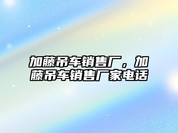 加藤吊車銷售廠，加藤吊車銷售廠家電話