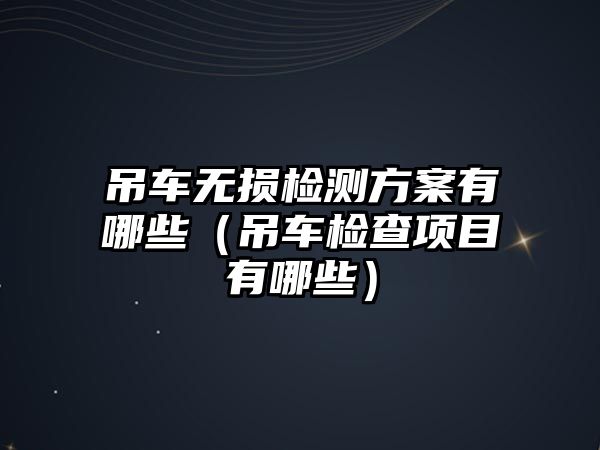 吊車無損檢測方案有哪些（吊車檢查項目有哪些）