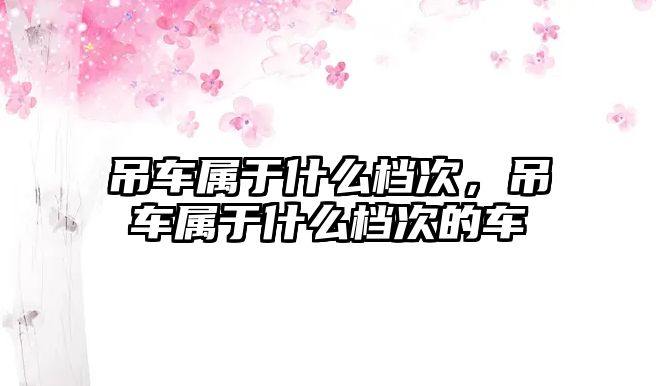 吊車屬于什么檔次，吊車屬于什么檔次的車