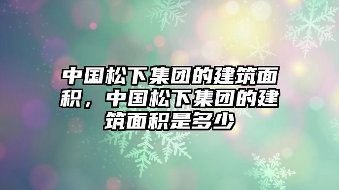 中國松下集團(tuán)的建筑面積，中國松下集團(tuán)的建筑面積是多少