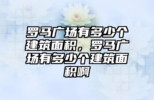 羅馬廣場有多少個建筑面積，羅馬廣場有多少個建筑面積啊