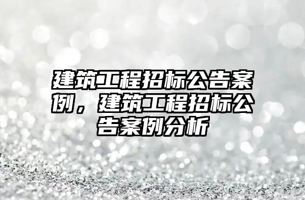 建筑工程招標(biāo)公告案例，建筑工程招標(biāo)公告案例分析