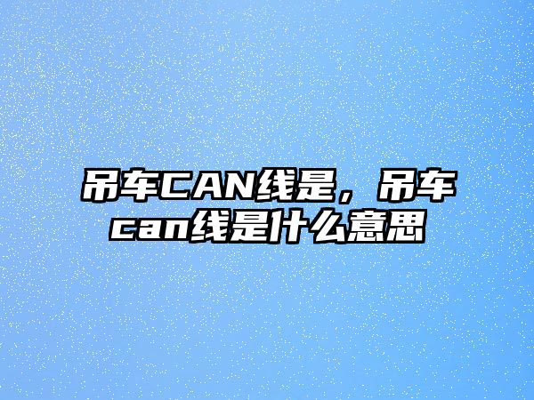 吊車CAN線是，吊車can線是什么意思