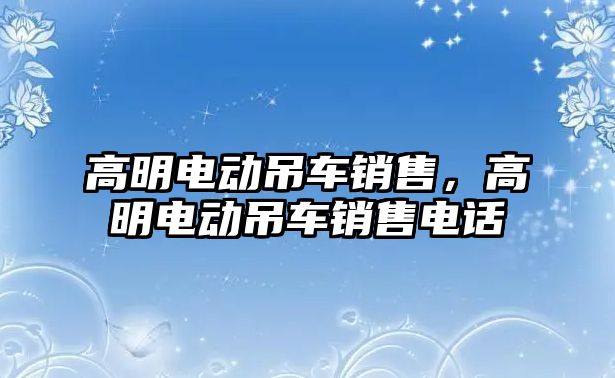 高明電動吊車銷售，高明電動吊車銷售電話