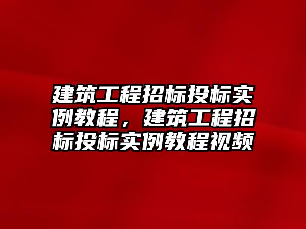 建筑工程招標投標實例教程，建筑工程招標投標實例教程視頻