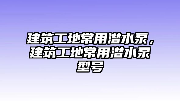 建筑工地常用潛水泵，建筑工地常用潛水泵型號