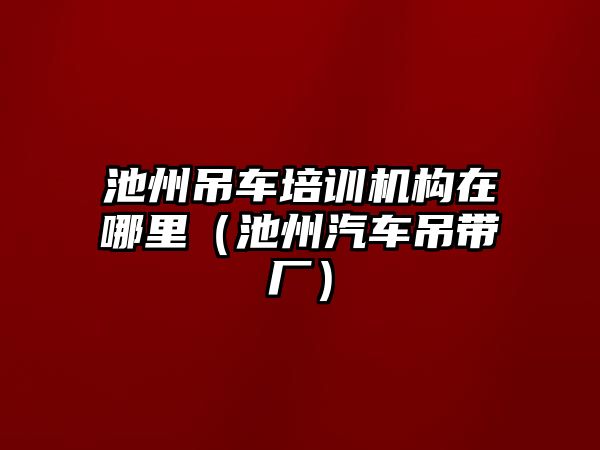 池州吊車培訓機構在哪里（池州汽車吊帶廠）