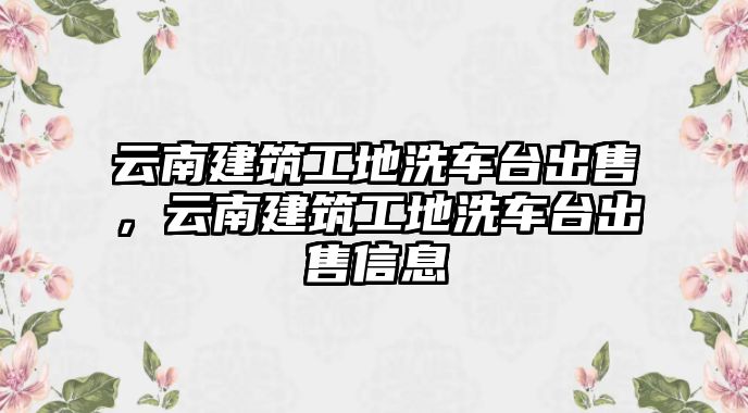 云南建筑工地洗車臺(tái)出售，云南建筑工地洗車臺(tái)出售信息