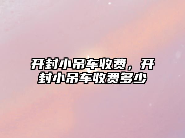 開封小吊車收費，開封小吊車收費多少