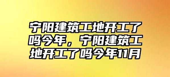 寧陽建筑工地開工了嗎今年，寧陽建筑工地開工了嗎今年11月