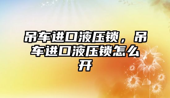 吊車進口液壓鎖，吊車進口液壓鎖怎么開