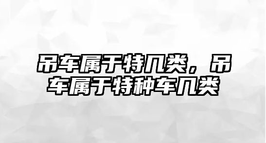 吊車屬于特幾類，吊車屬于特種車幾類