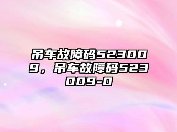 吊車故障碼523009，吊車故障碼523009-0