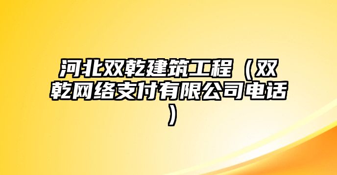 河北雙乾建筑工程（雙乾網(wǎng)絡(luò)支付有限公司電話）