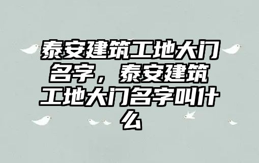 泰安建筑工地大門名字，泰安建筑工地大門名字叫什么