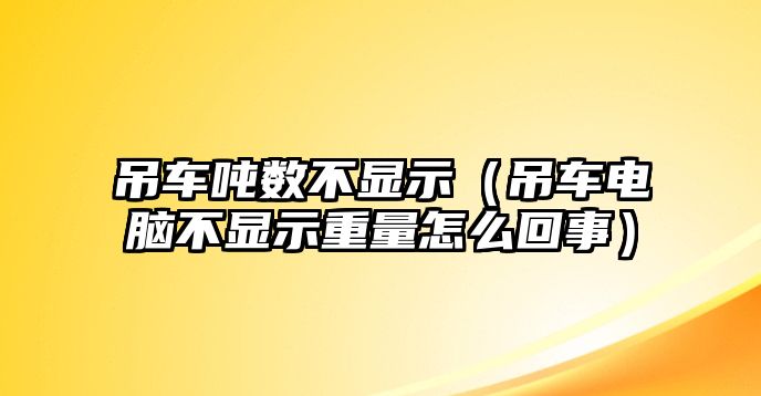 吊車噸數(shù)不顯示（吊車電腦不顯示重量怎么回事）