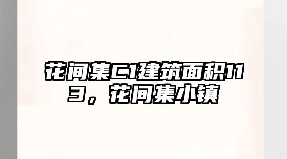 花間集C1建筑面積113，花間集小鎮(zhèn)