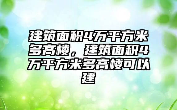 建筑面積4萬平方米多高樓，建筑面積4萬平方米多高樓可以建