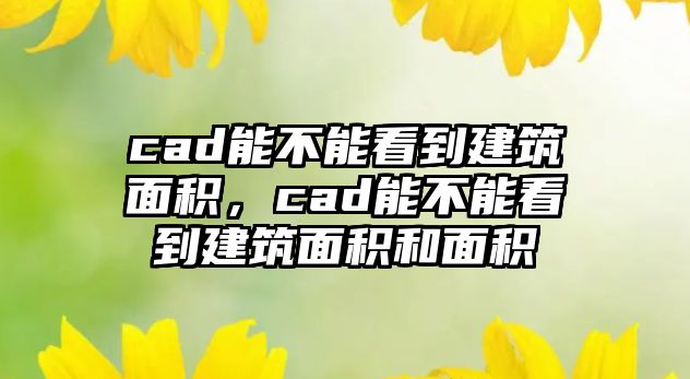 cad能不能看到建筑面積，cad能不能看到建筑面積和面積