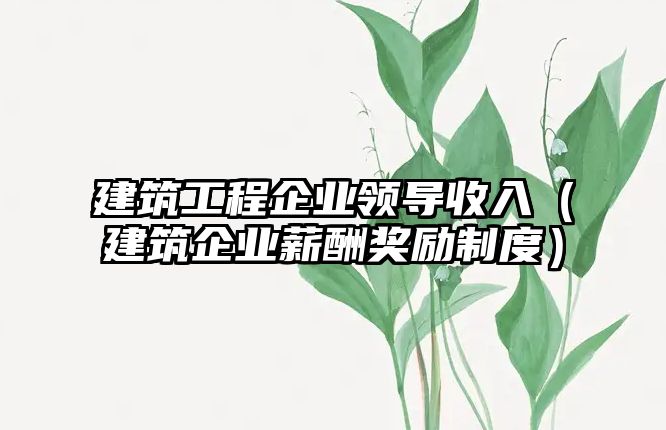 建筑工程企業(yè)領導收入（建筑企業(yè)薪酬獎勵制度）