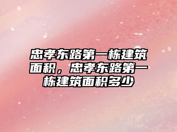 忠孝東路第一棟建筑面積，忠孝東路第一棟建筑面積多少