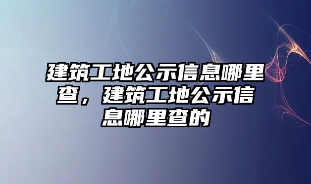 建筑工地公示信息哪里查，建筑工地公示信息哪里查的