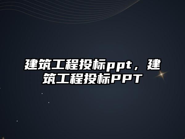 建筑工程投標(biāo)ppt，建筑工程投標(biāo)PPT