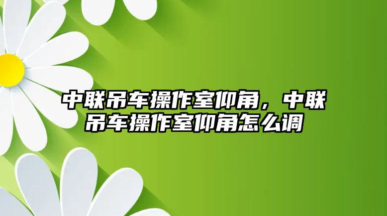 中聯(lián)吊車操作室仰角，中聯(lián)吊車操作室仰角怎么調