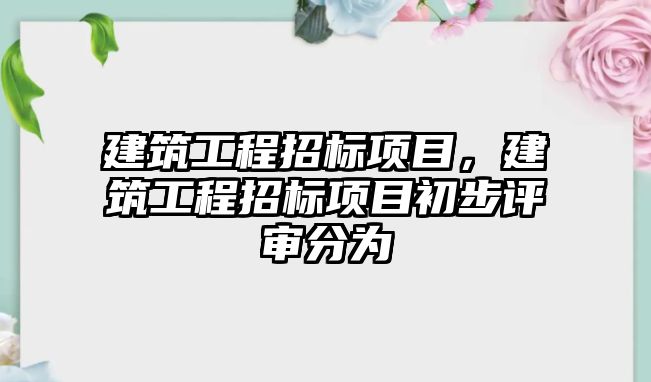 建筑工程招標(biāo)項目，建筑工程招標(biāo)項目初步評審分為